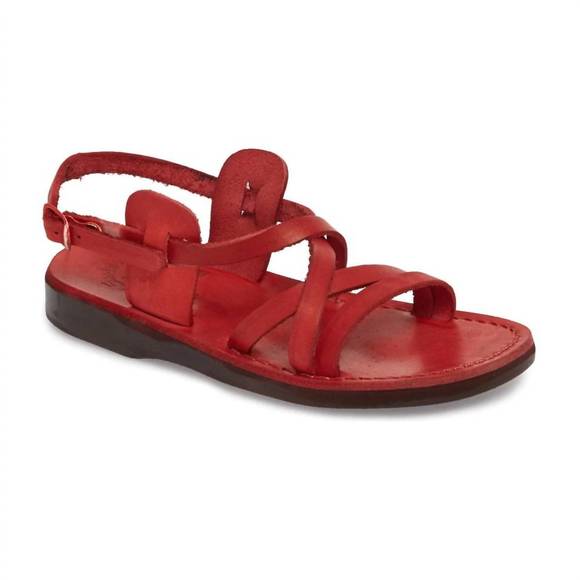NEW JERUSALEM SANDALS tzippora leather strappy slingback sandal in red - Picture 1 of 1